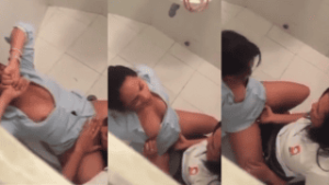Lesbian Colleagues Juicy Pussy Eating & Fingering in Bathroom Secretly Recorded