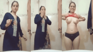 shy bathroom strip bra up